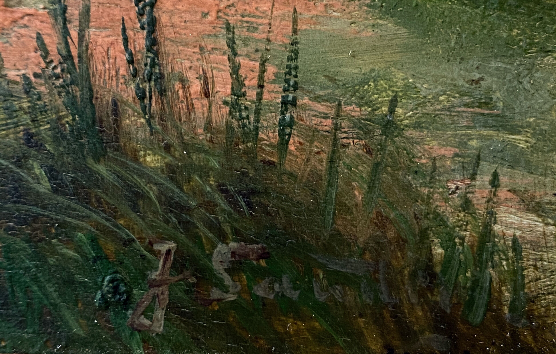 Tableau j. sander alias johann jungblut (1860-1912) paysage animé