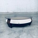 Mid-Century Modern Dutch Wenge & Smoke Glass Coffee Table, Netherlands, 1960s