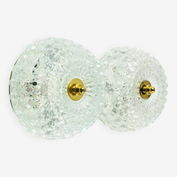 Pair of Mid-Century Bubble Glass Wall Lights or Flush Mounts for Limburg, Germany, 1960s
