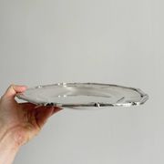 oval silver metal plate