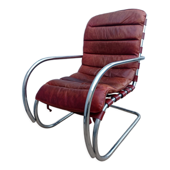 Vintage armchair years 1960-70 chrome and leather