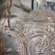Antique glass compotier on metal stand