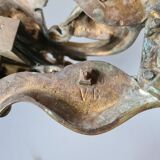 Antique french bronze fireplace screen peacock, from around 1900.