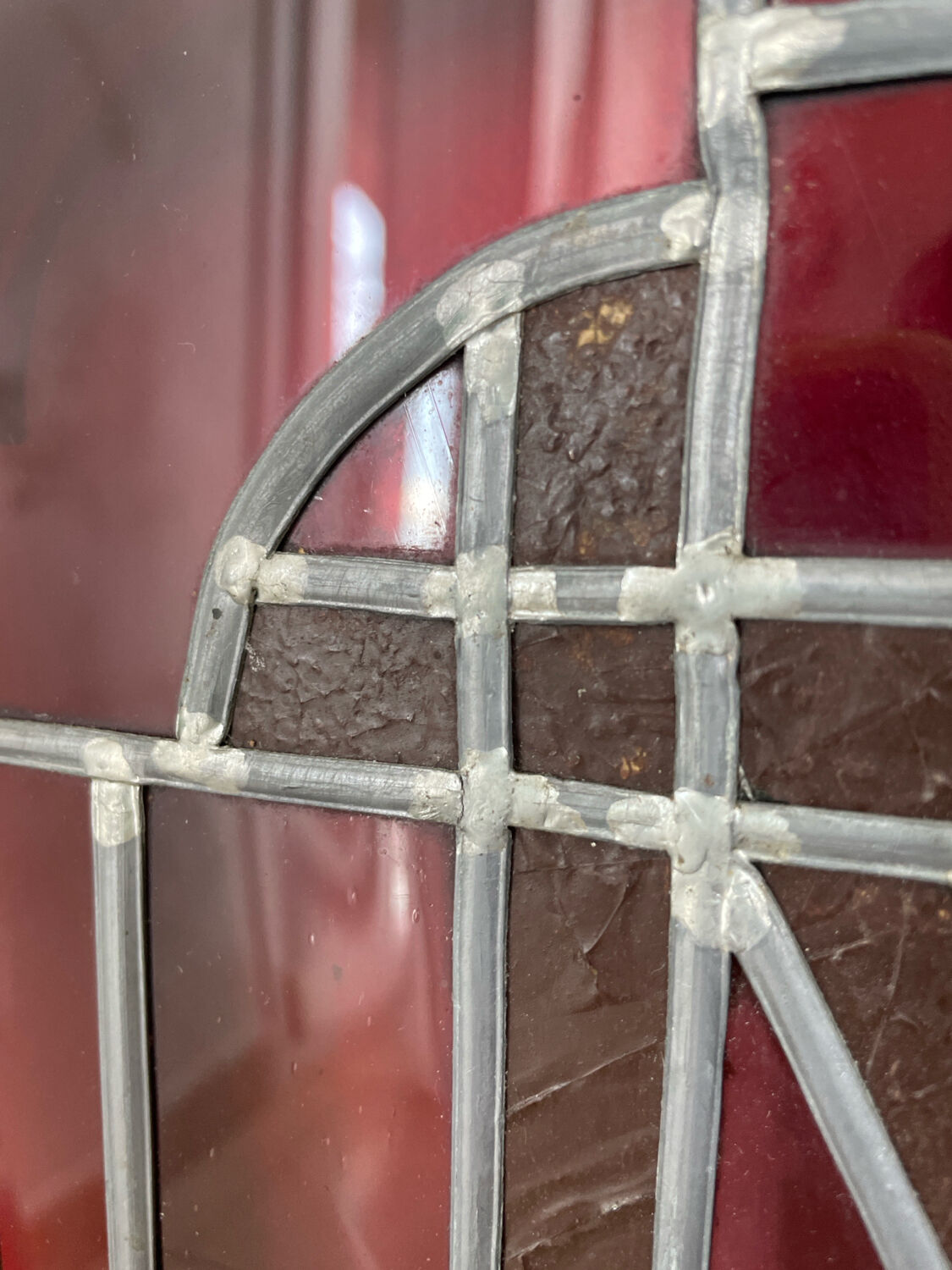 Traditional decorative stained glass – heraldic motif – wooden frame