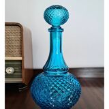 Bouteille en verre bleu belge vintage