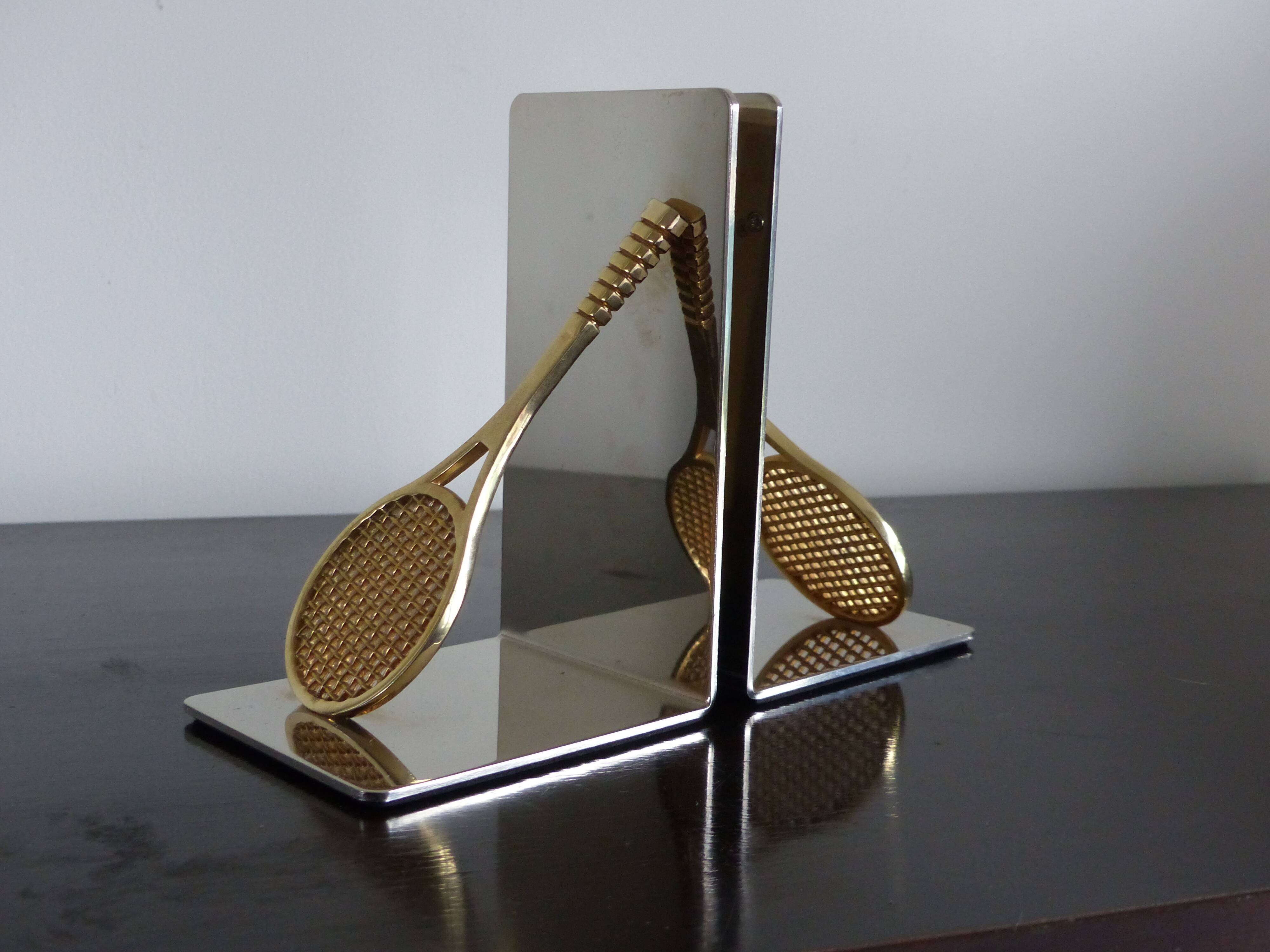 Pair of bookends, tennis racket.