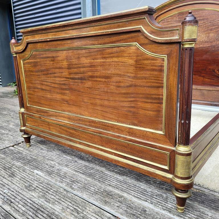 Napoleon bed in mahogany and gilded brass, Empire style