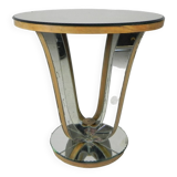 Art Deco coffee table, side table, with mirror glass and walnut veneer, 1930s