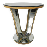 Art Deco coffee table, side table, with mirror glass and walnut veneer, 1930s