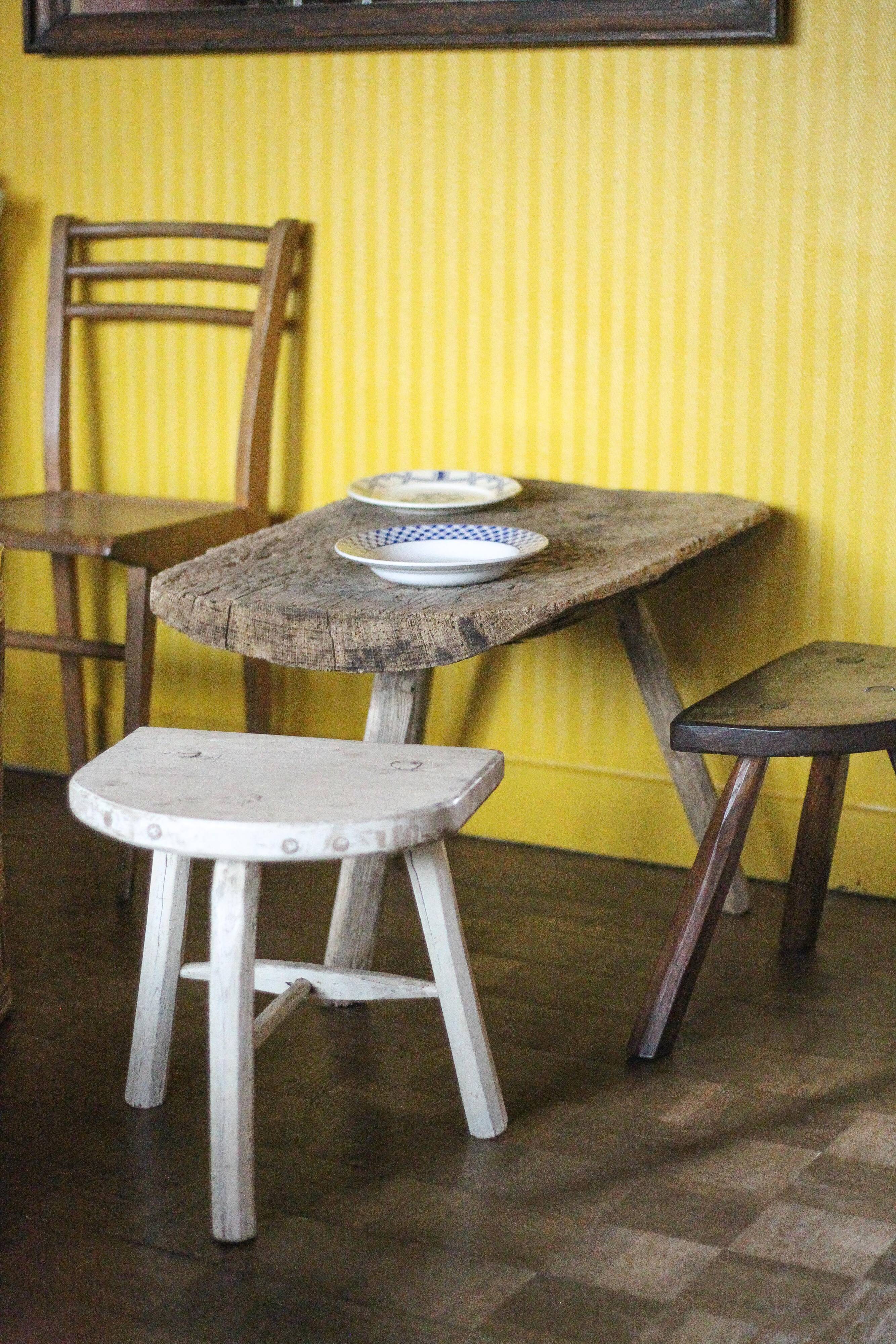 Tripod stool, wooden stool, milking stool, antique stool