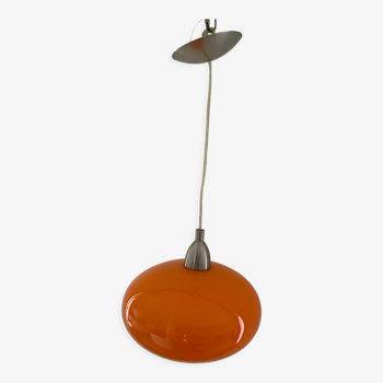 Lampe suspendue orange vintage