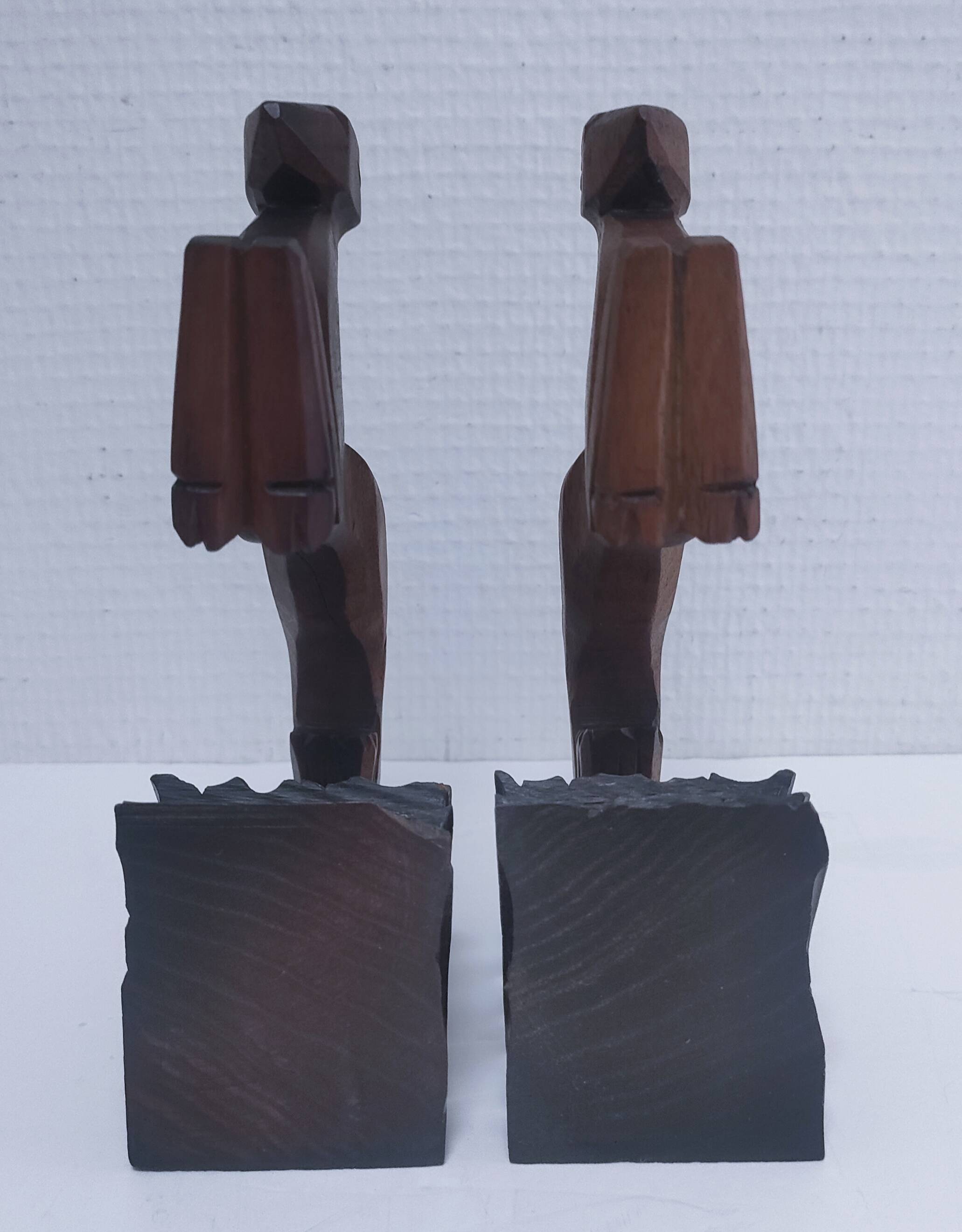 pair of art deco bookends in chamois wood