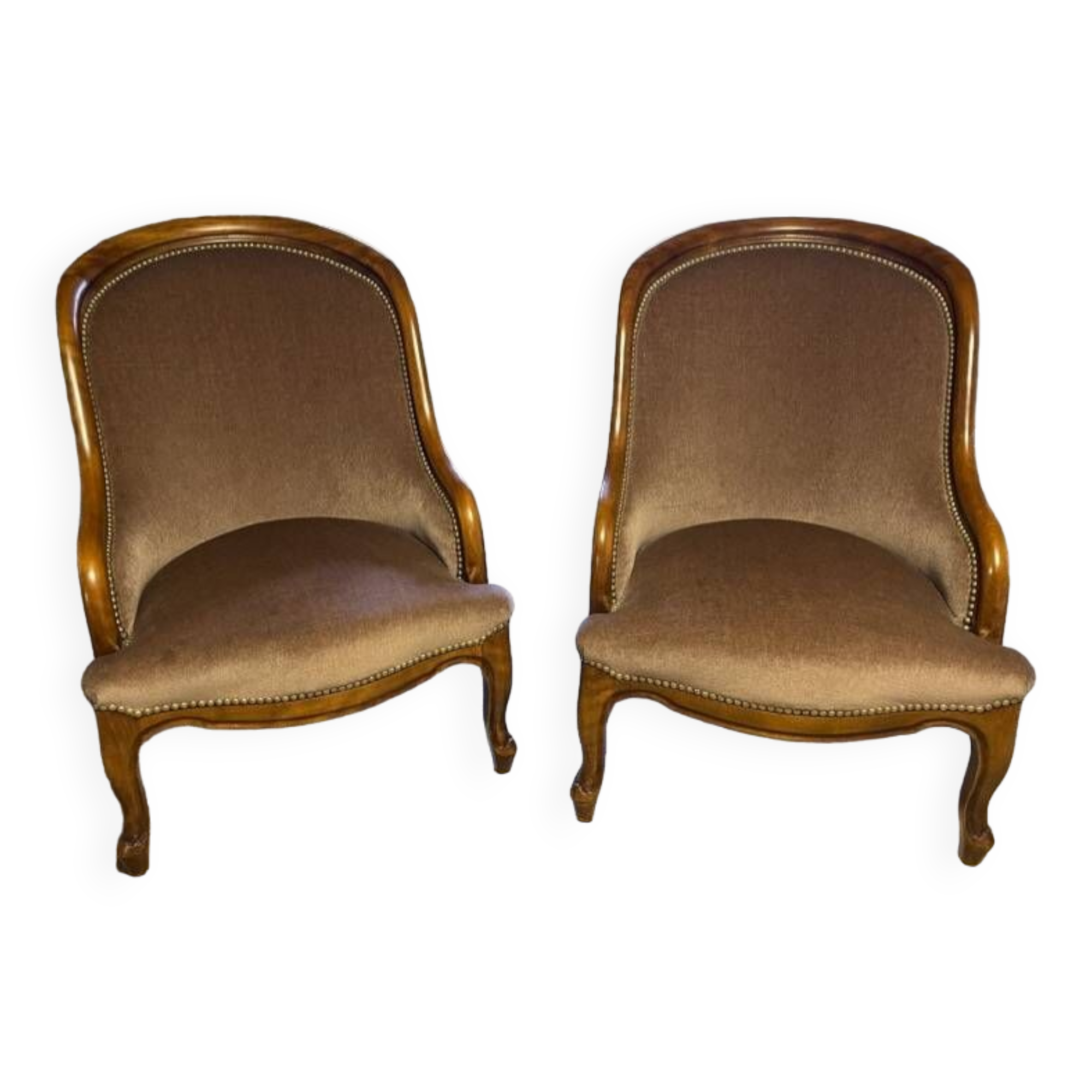 Light brown velvet fireside chair