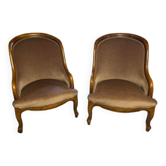 Light brown velvet fireside chair