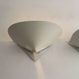Pair of vintage wall lights, white lacquered metal, France 1970