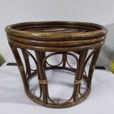 Pouf in old vintage rattan