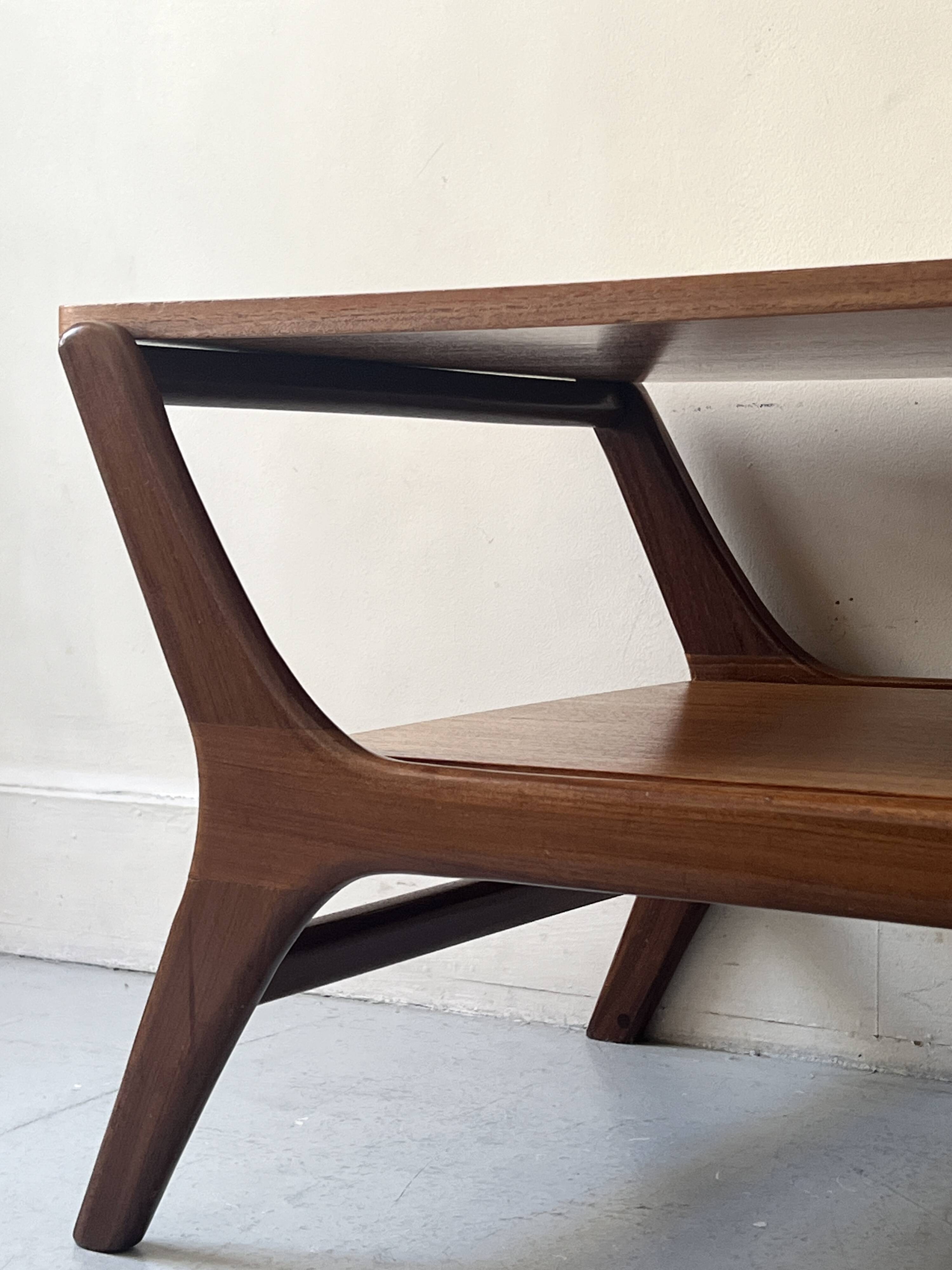 Scandinavian coffee table with 2 wooden tops, Netherlands 1970.