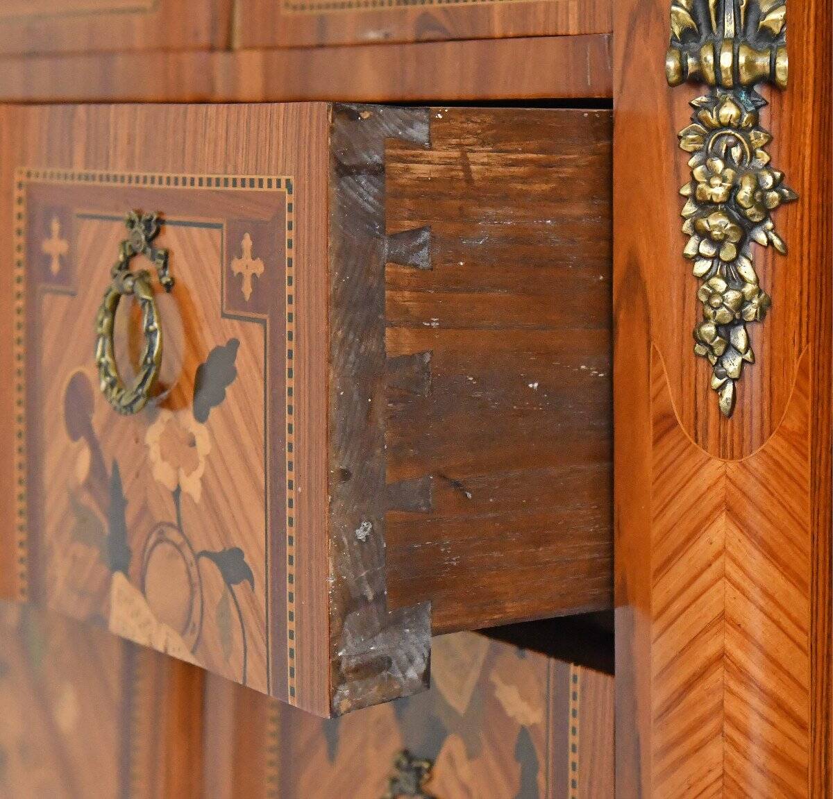 Transitional style commode in marquetry