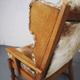 Brutalist oak lounge chair and ottoman