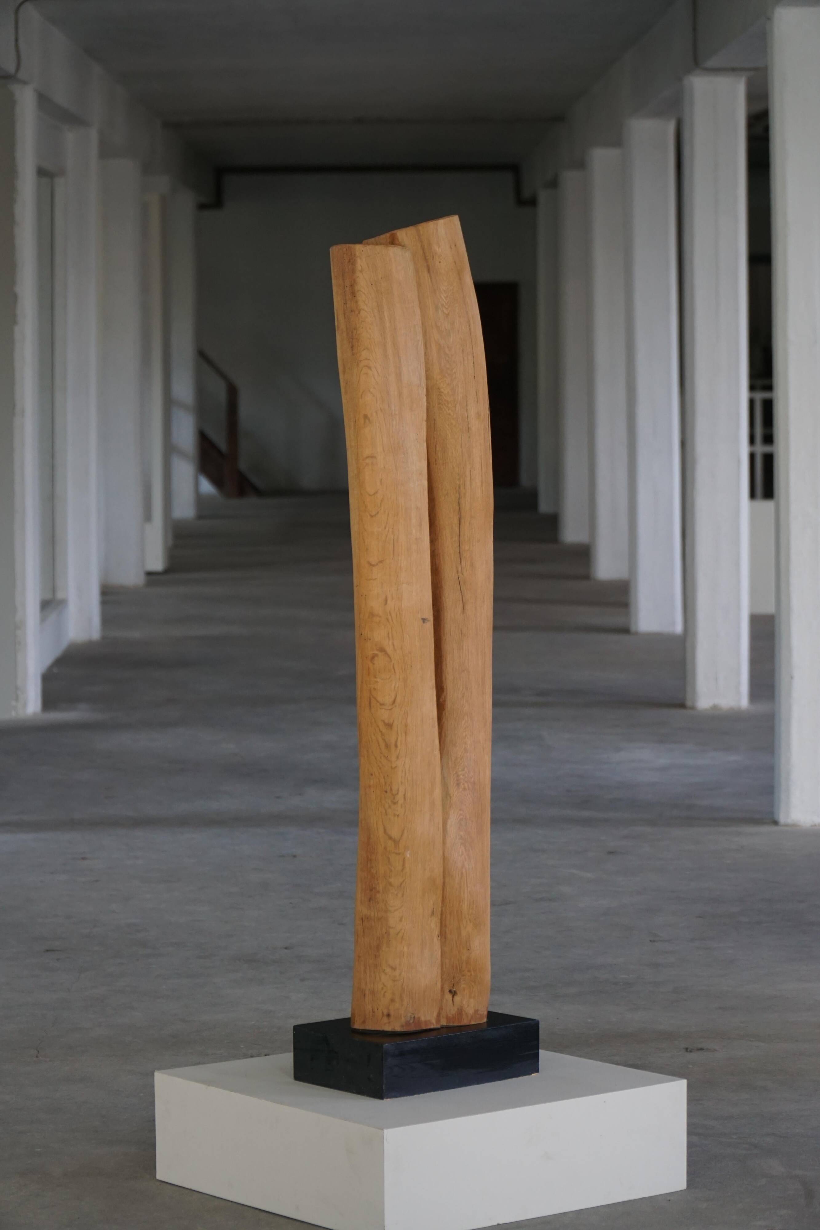 Large Wooden Sculpture "Joy" by Ole Wettergren, Modern Danish, 1980s