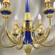 Solid Bronze Lustre Directoire Style in Gold & Royal Blue with Six Candles