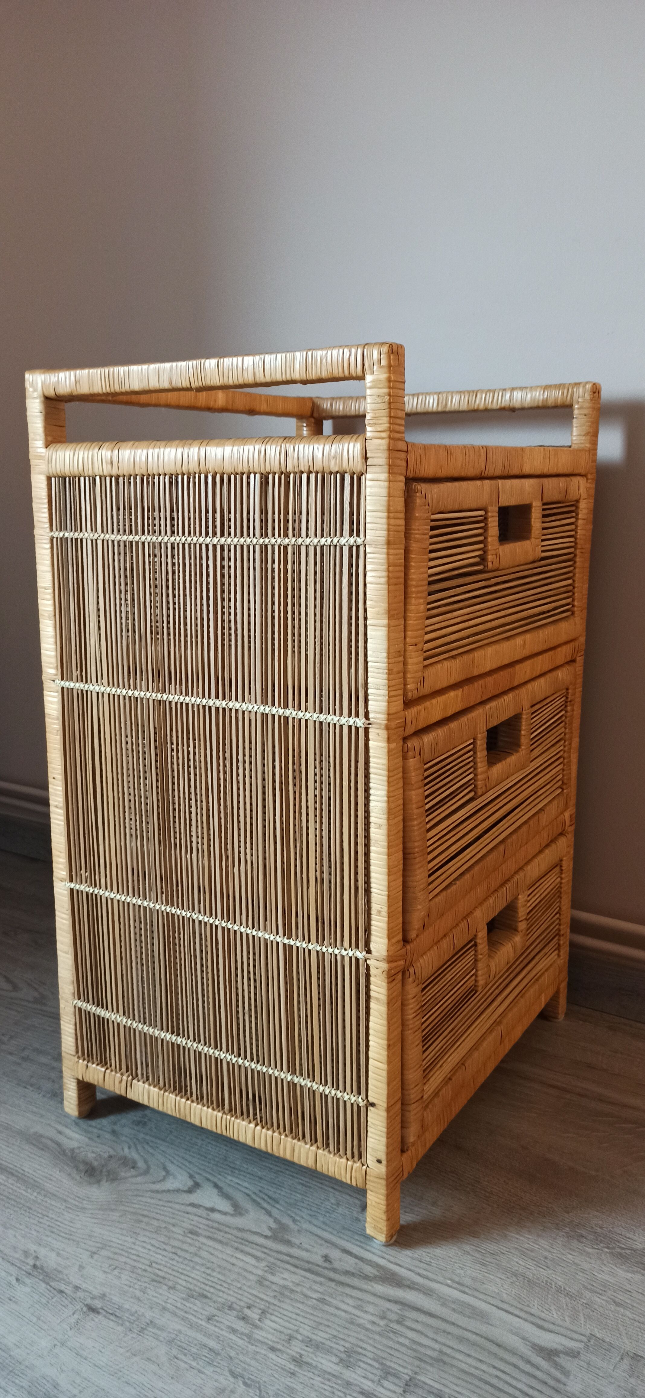 Extra cabinet 3 wicker rattan drawers