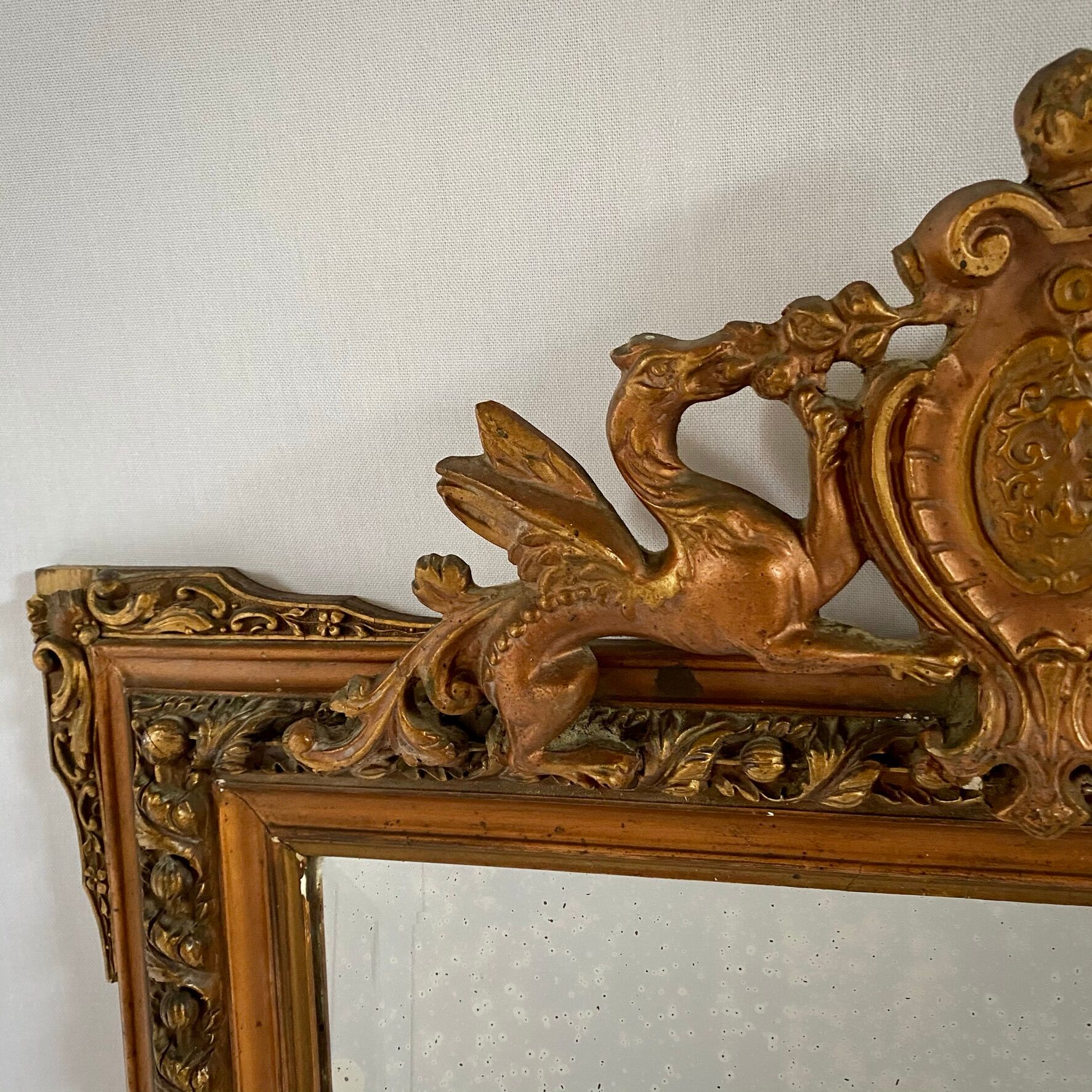Mirror Napoleon III, gilded with pediment - 105x67cm