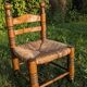 Duo of brutalist straw-covered oak chairs 1940-1950 # Charles Dudouyt