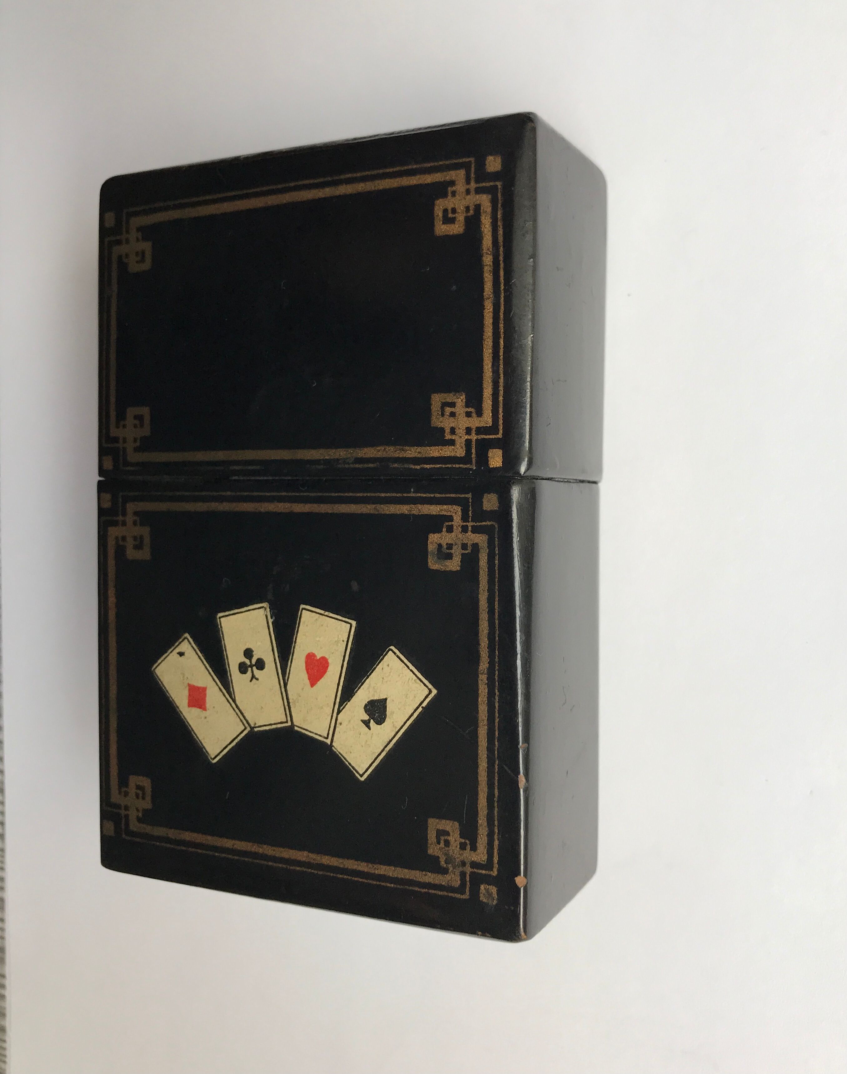 Box for card game period napoleon III in boiled cardboard
