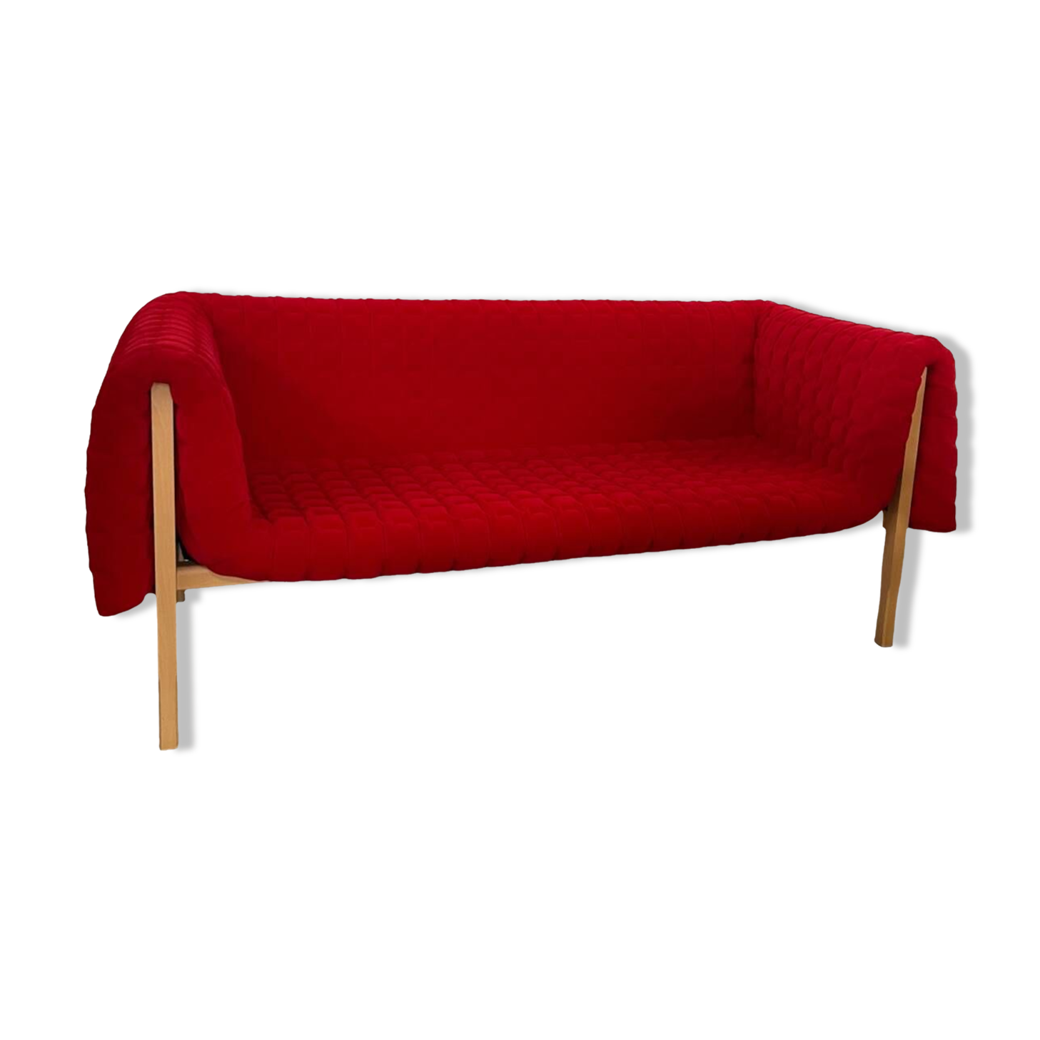 3-seater sofa Ligne Roset Ruché design Inga Sempé red alcantara