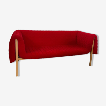 3-seater sofa Ligne Roset Ruché design Inga Sempé red alcantara