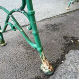 Old wooden and cast iron garden bench 2 m long – original patina