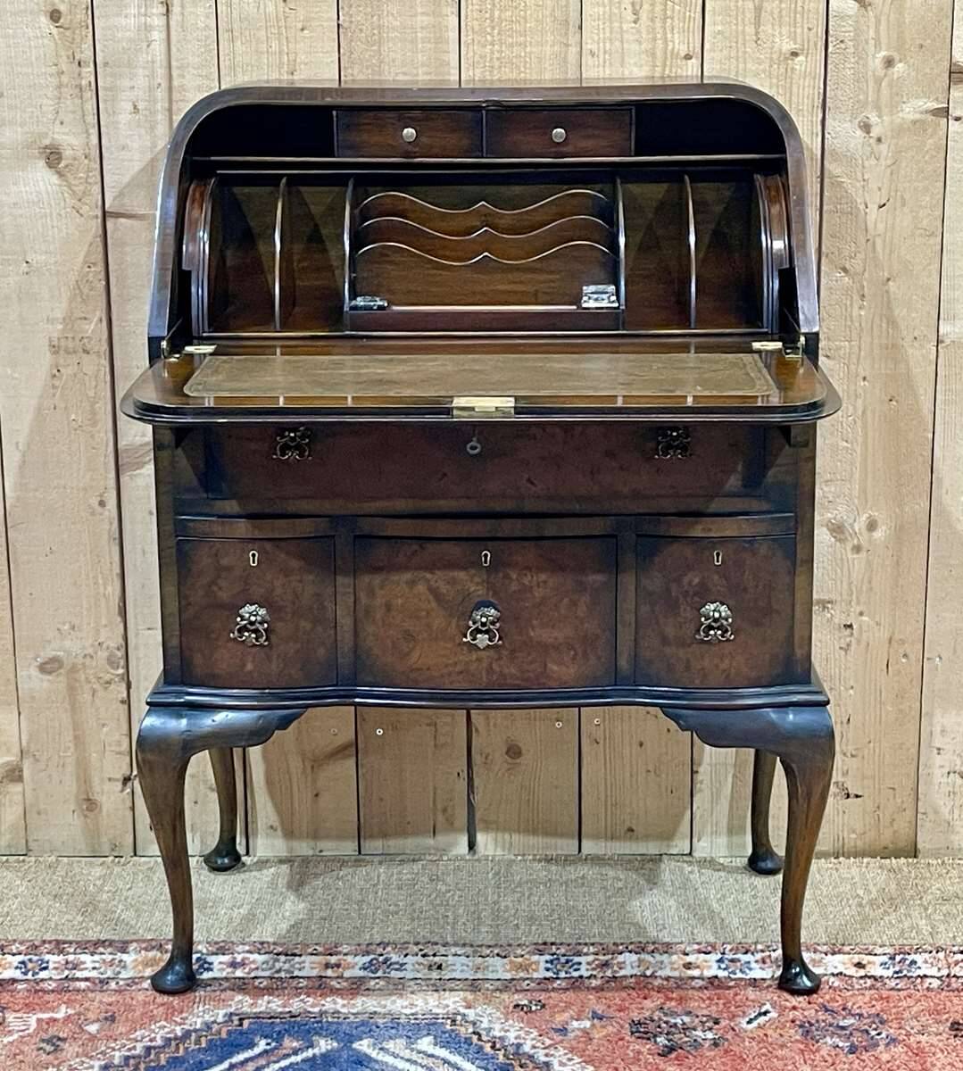 1930s English walnut back desk