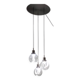 Suspension 3 lumières en verre de Murano et métal verni par Toni Zuccheri pour Venini