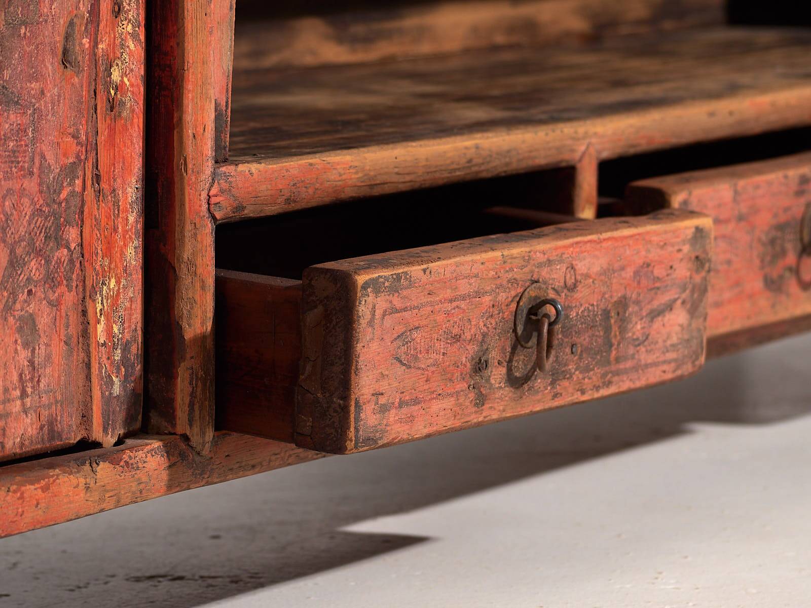 Meuble TV ancien à patine rouge (c.1900) #22