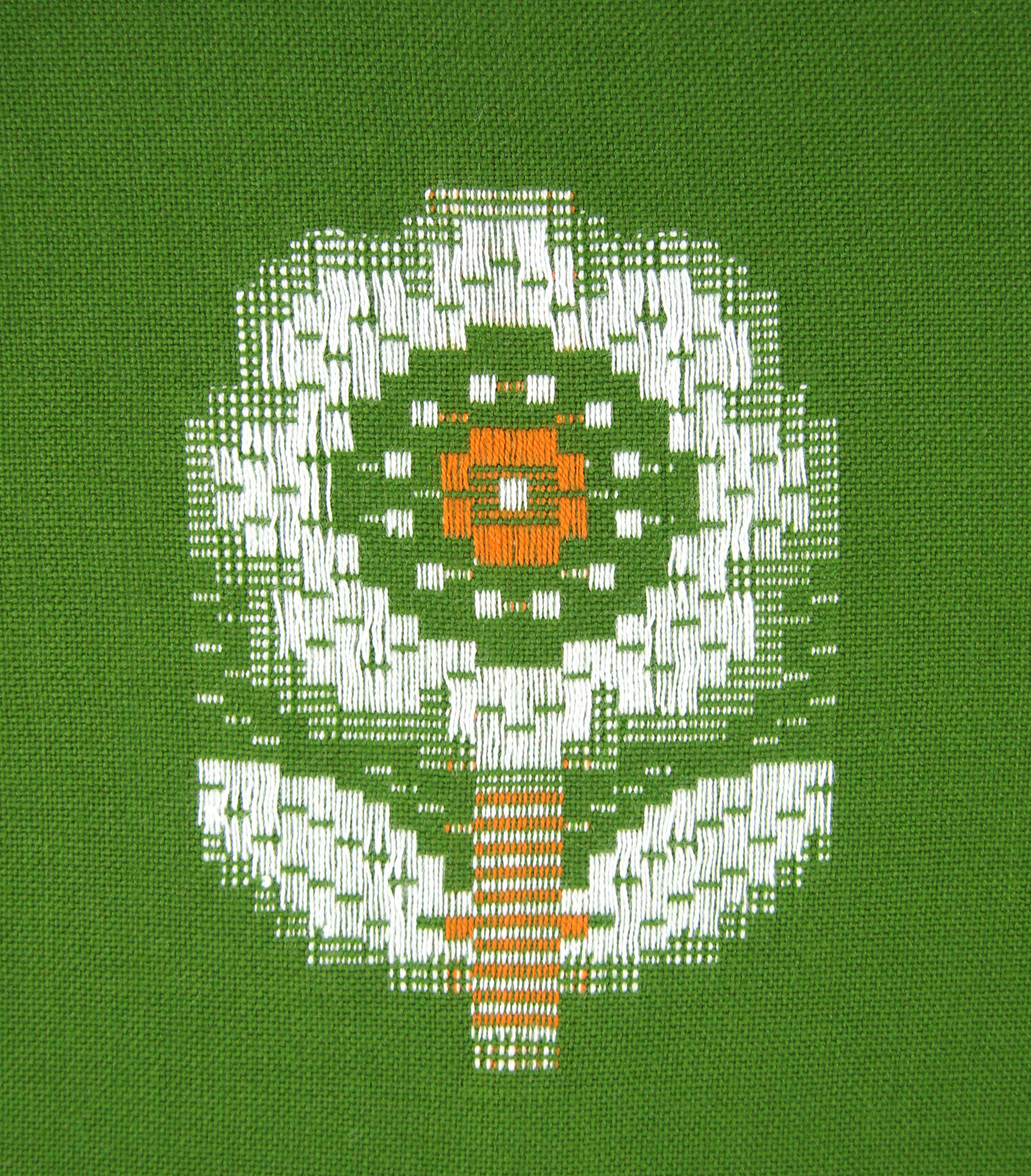 Lot 6 napkins in green Dralon - white flower patterns - vintage 60s