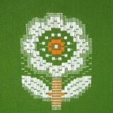 Lot 6 napkins in green Dralon - white flower patterns - vintage 60s