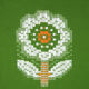 Lot 6 napkins in green Dralon - white flower patterns - vintage 60s