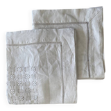Set of 2 antique hand-embroidered tablecloths - 63x60 cm - Linen