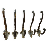 Set of 5 antique 19th century double coat hooks