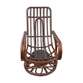 Rocking chair en rotin de 1970