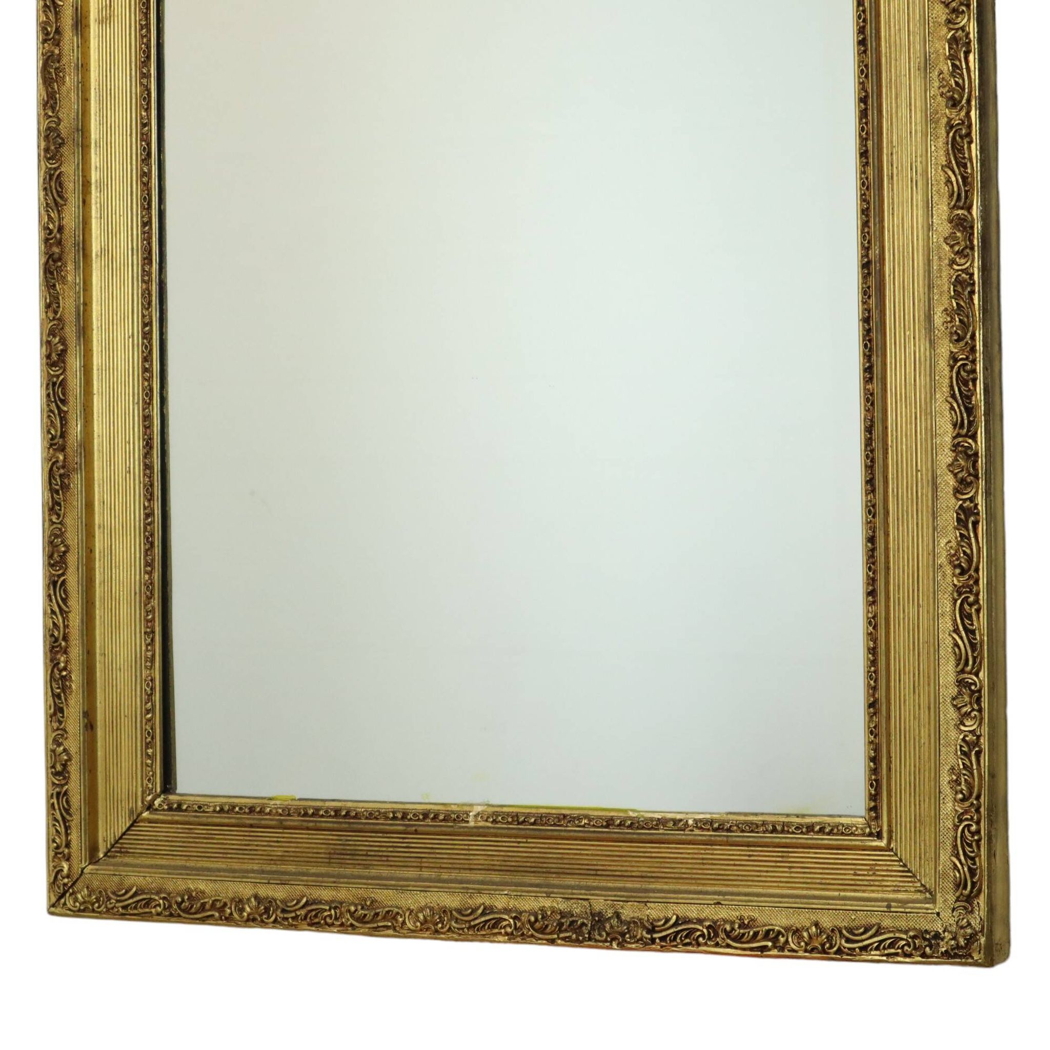 Large Antique Gold Mirror with Crown Classic Baroque France 118cm