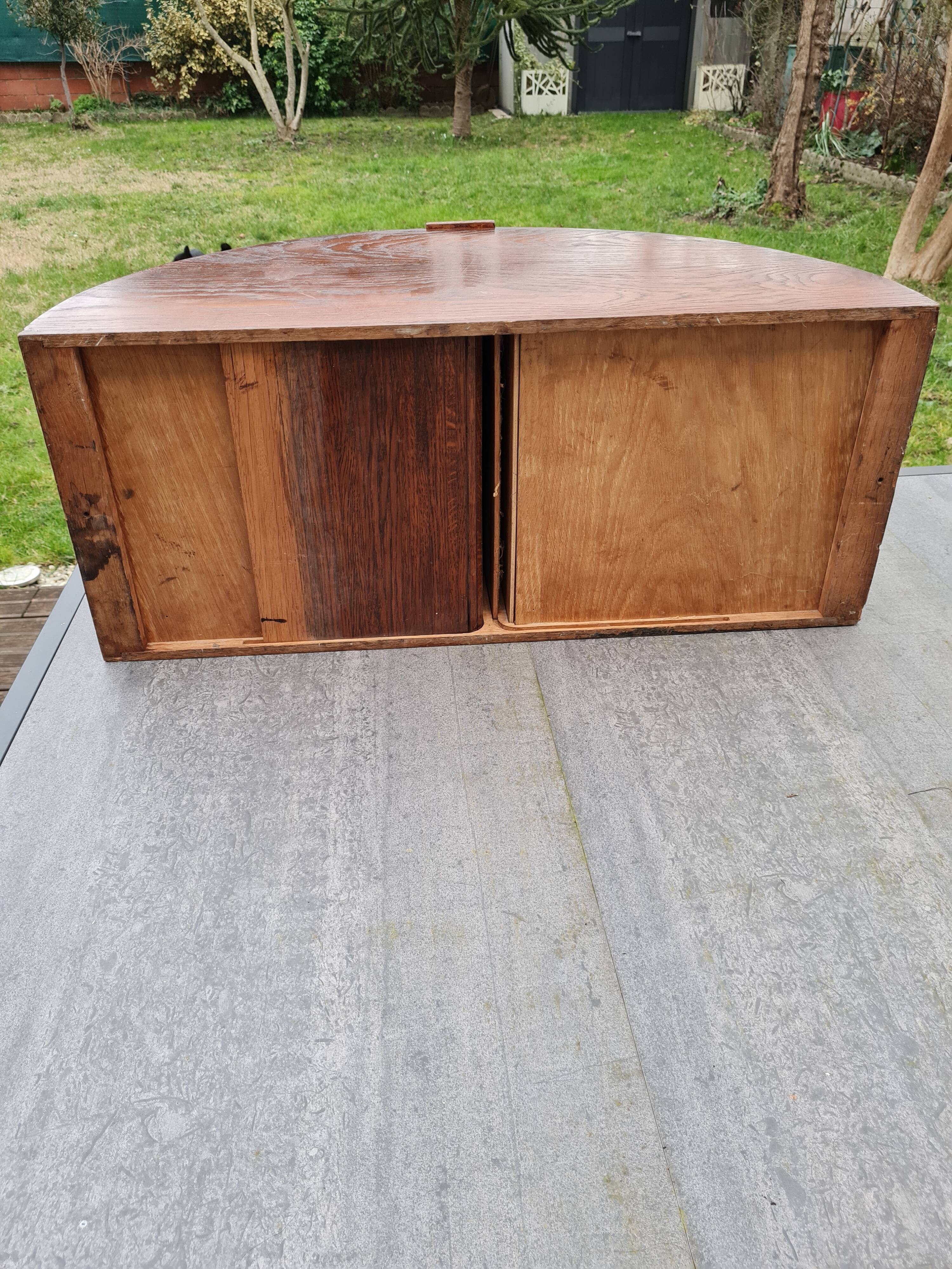 Trieurs de bureau demi cercle à rideau vintage en bois années 60