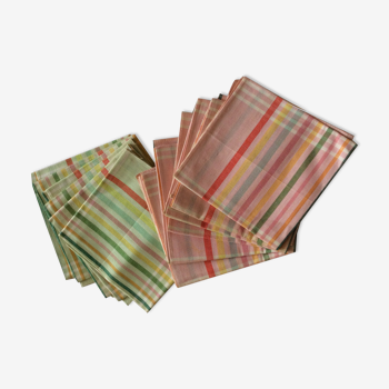 Set of 12 old napkins (6 pink + 6 green) - Big complexion - 50*50