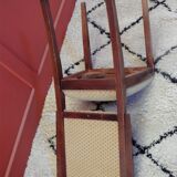 Six Art Deco chairs. Oak and original crushed velvet.