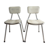 Pair of chairs in chrome and leatherette 70s