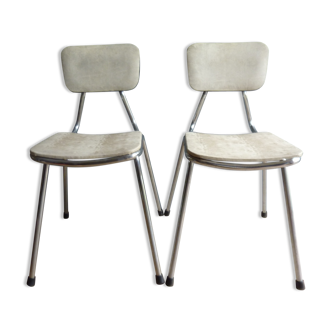 Pair of chairs in chrome and leatherette 70s