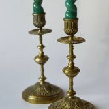 Pair of neoclassical brass candlesticks