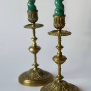 Pair of neoclassical brass candlesticks
