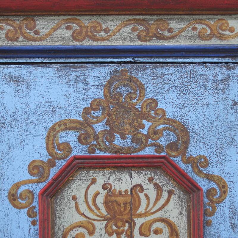 Rustic Farmhouse Folk Art Painted Bridal Cabinet